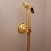 Unlacquered Brass Wall Mount Kitchen Faucet with Sprayer – Cross Handles, 8" Spout