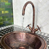 Hand-Engraved Copper Gooseneck Bathroom Faucet – Moroccan Artisan, Single Hole