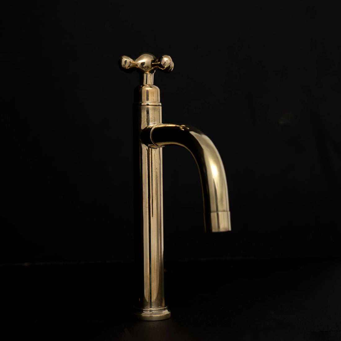 Unlacquered Brass Vessel Sink Faucet – Tall Single Hole, Cross or Lever Handle