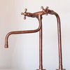 Hammered Copper Bridge Kitchen Faucet – Long Legs, 6" Spread, 15" Height
