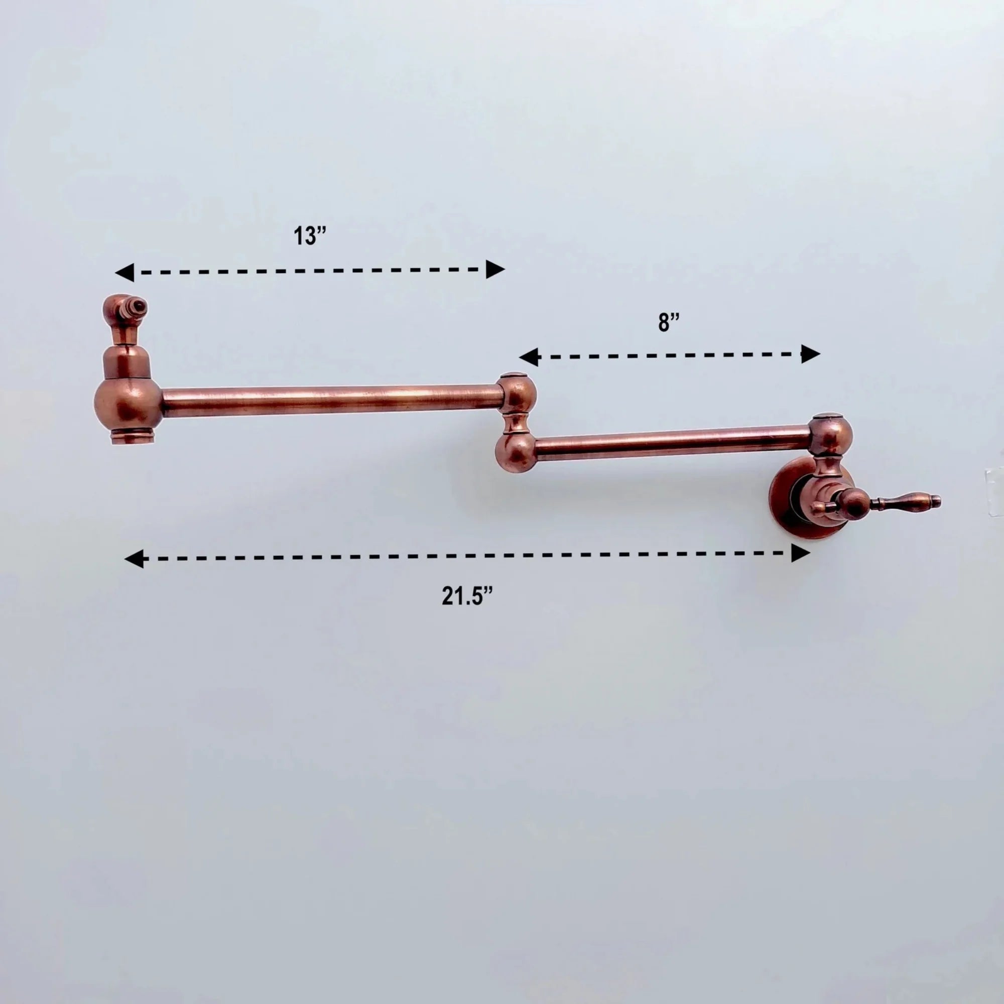 Antique Copper Pot Filler Faucet – Wall Mounted, Solid Brass, Handcrafted