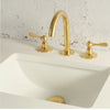 Unlacquered Brass 3-Hole Deck Mounted Bathroom Sink Faucet – Solid Brass, Natural Patina