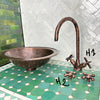 Hand-Engraved Copper Gooseneck Bathroom Faucet – Moroccan Artisan, Single Hole