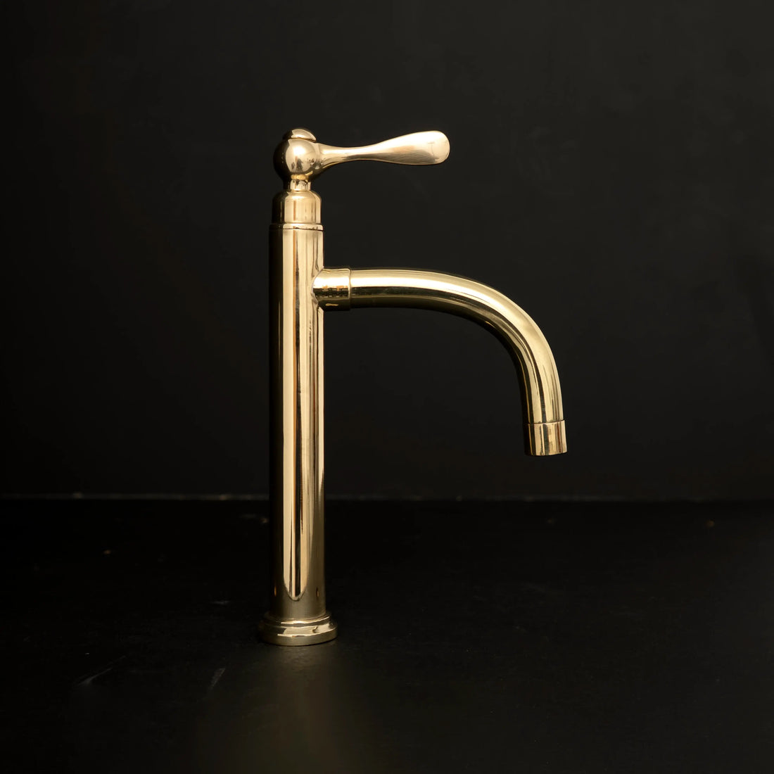 Unlacquered Brass Vessel Sink Faucet – Tall Single Hole, Cross or Lever Handle