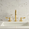 Unlacquered Brass 3-Hole Deck Mounted Bathroom Sink Faucet – Solid Brass, Natural Patina