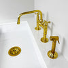 Unlacquered Brass Bridge Kitchen Faucet – Low Profile 9.5", 10" Spout