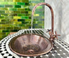 Hand-Engraved Copper Gooseneck Bathroom Faucet – Moroccan Artisan, Single Hole