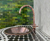 Hand-Engraved Copper Gooseneck Bathroom Faucet – Moroccan Artisan, Single Hole