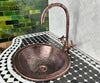 Hand-Engraved Copper Gooseneck Bathroom Faucet – Moroccan Artisan, Single Hole