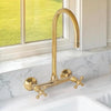 Unlacquered Brass Wall Mounted Kitchen Faucet – Gooseneck Bridge | The House of Brass