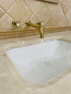 Arcadia Unlacquered Brass Wall Mounted Faucet – Cross Handles, 8" Spout