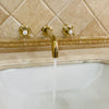 Arcadia Unlacquered Brass Wall Mounted Faucet – Cross Handles, 8" Spout