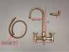 Unlacquered Brass Wall Mount Kitchen Faucet with Sprayer – Cross Handles, 8" Spout