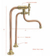 Unlacquered Brass & Copper Bridge Kitchen Faucet – Long Legs, Cross Handles | Handmade - The House Of Brass