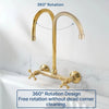 Unlacquered Brass Wall Mounted Kitchen Faucet – Gooseneck Bridge | The House of Brass