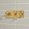 Unlacquered Brass Rain Shower System – 8" Head, Cross Handles, Handheld Sprayer | Solid Brass