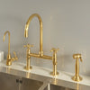Unlacquered Brass Bridge Kitchen Faucet – Tall 17.5", Optional Sprayer & Cold Tap
