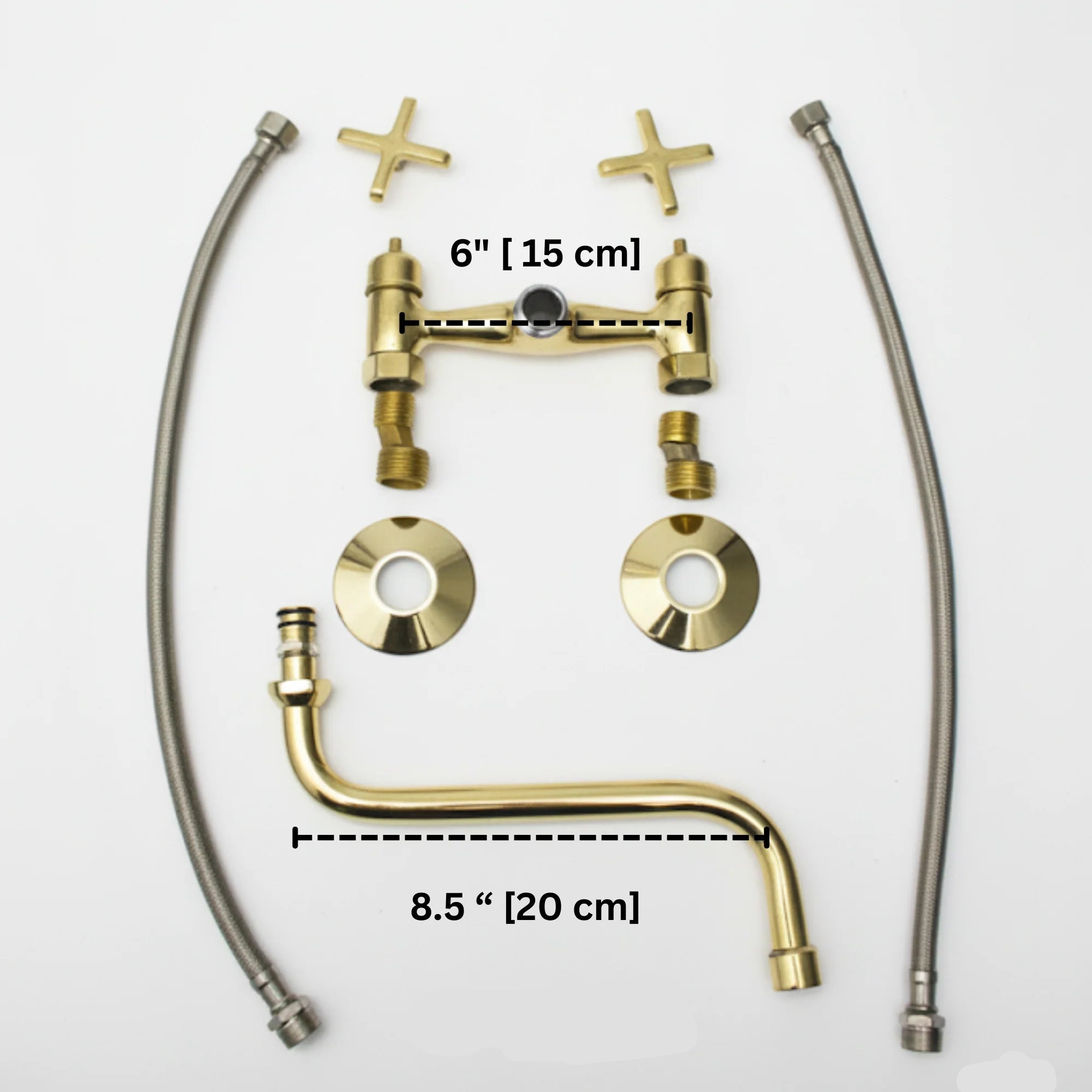 Unlacquered Brass Wall Mount Kitchen Faucet - 6" & 8" Spread