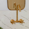 Unlacquered Brass Wall Mounted Kitchen Faucet – Gooseneck Bridge | The House of Brass