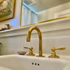 Unlacquered Brass Vanity Bathroom Faucet – 3-Hole Deck Mount, Lever Handles | Solid Brass