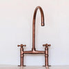 Antique Copper Kitchen Faucet – Solid Brass Bridge, 17" Height, 10" Reach