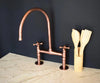 Antique Copper Kitchen Faucet – Solid Brass Bridge, 17" Height, 10" Reach