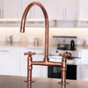 Antique Copper Kitchen Faucet – Solid Brass Bridge, 17" Height, 10" Reach