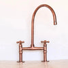 Antique Copper Kitchen Faucet – Solid Brass Bridge, 17" Height, 10" Reach