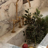 Unlacquered Brass Gooseneck Kitchen Faucet – Bridge, Cross Handles, 6" or 8" Spread