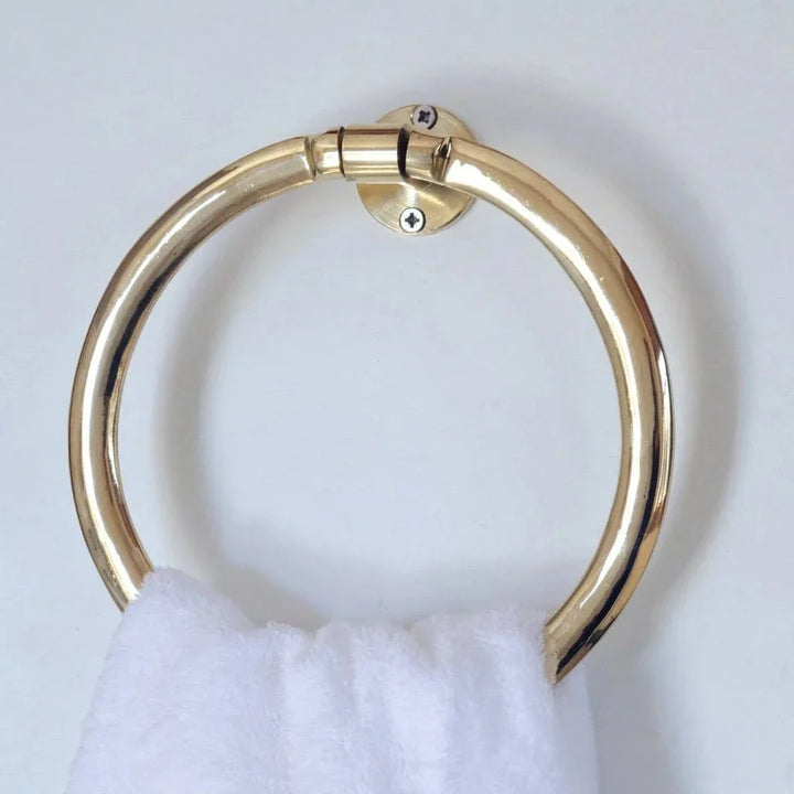 Unlacquered Brass Towel Ring – Simple, Engraved or Hammered