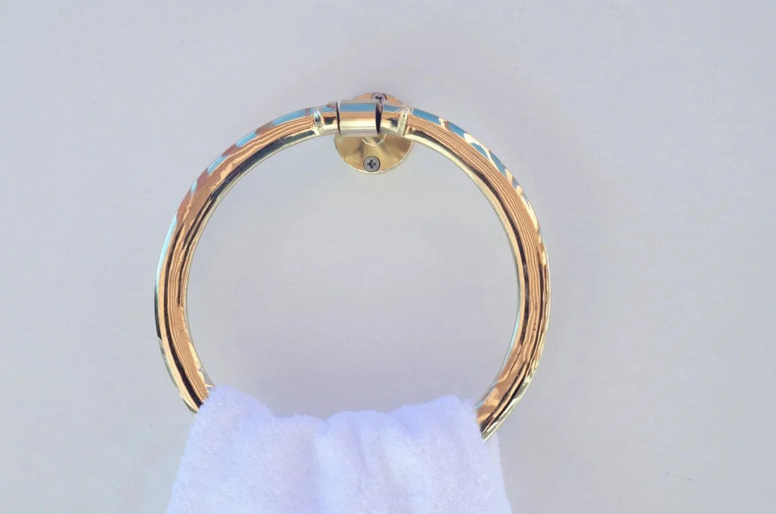 Unlacquered Brass Towel Ring – Simple, Engraved or Hammered