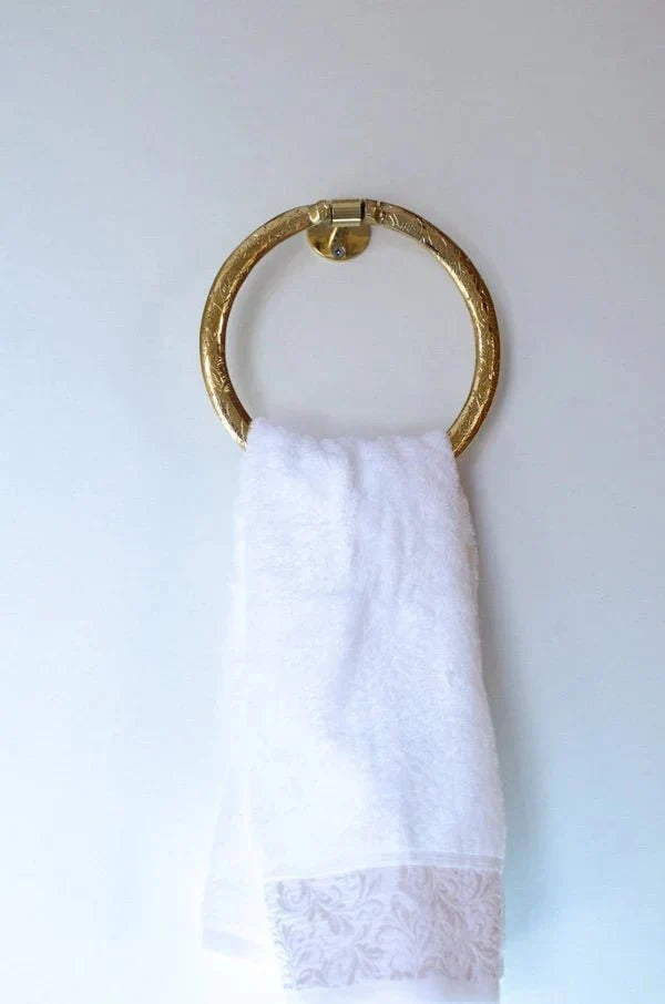 Unlacquered Brass Towel Ring – Simple, Engraved or Hammered