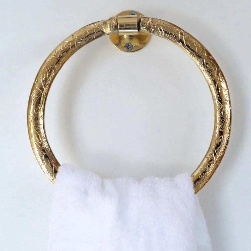 Unlacquered Brass Towel Ring – Simple, Engraved or Hammered