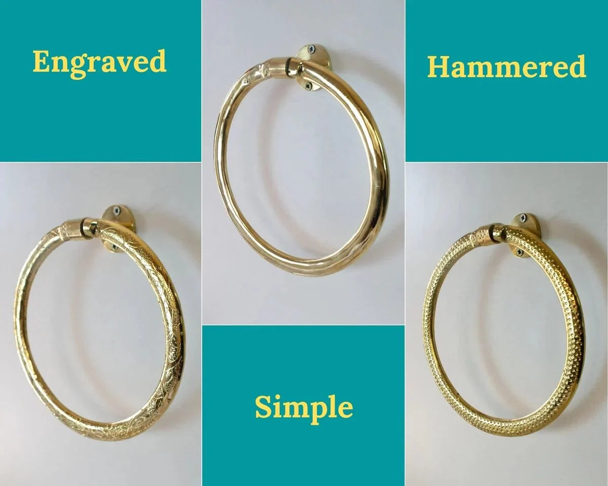 Unlacquered Brass Towel Ring – Simple, Engraved or Hammered