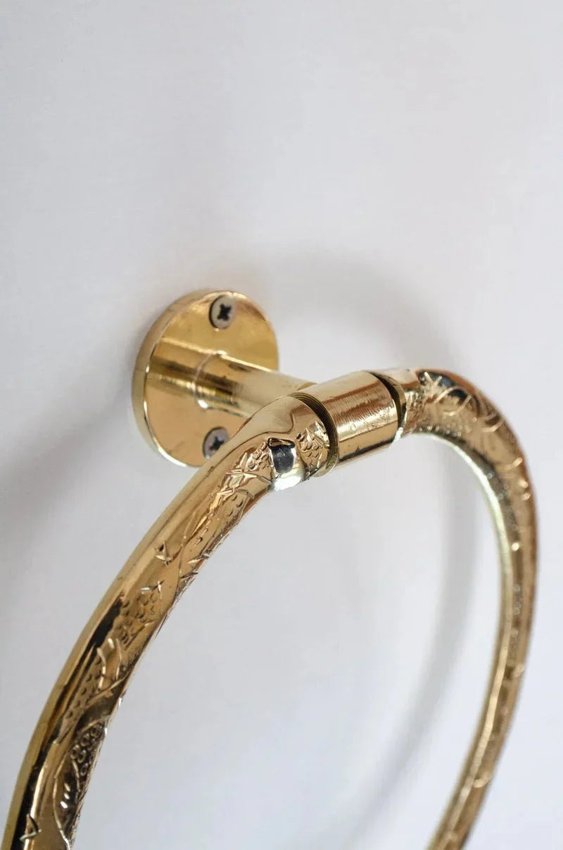 Unlacquered Brass Towel Ring – Simple, Engraved or Hammered
