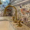 Unlacquered Deck Mounted Brass Bathroom Faucet with Cross Handles