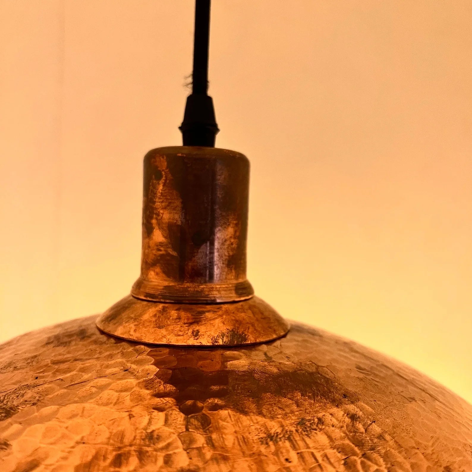 Hammered Solid Copper Pendant Light - Customizable Dome Light Fixture - The House Of Brass