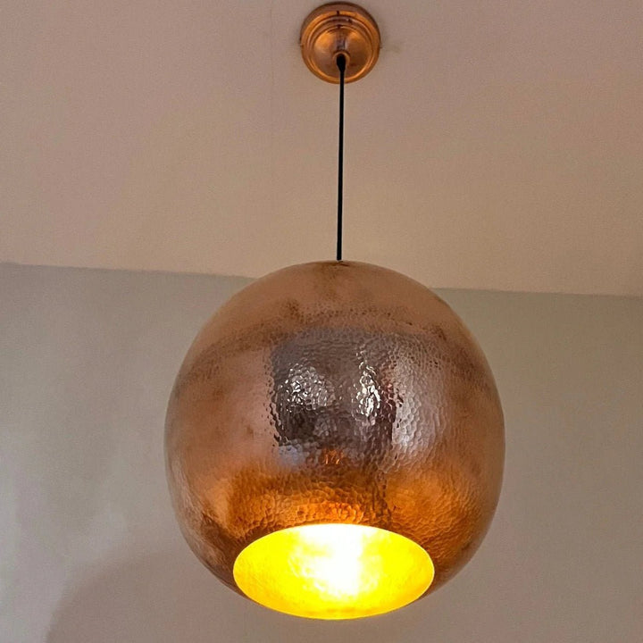 Copper Pendant Light – Hand-Hammered Solid Dome - The House Of Brass
