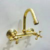 Engraved Brass Wall-Mounted Kitchen Faucet – Vintage Style - The House Of Brass