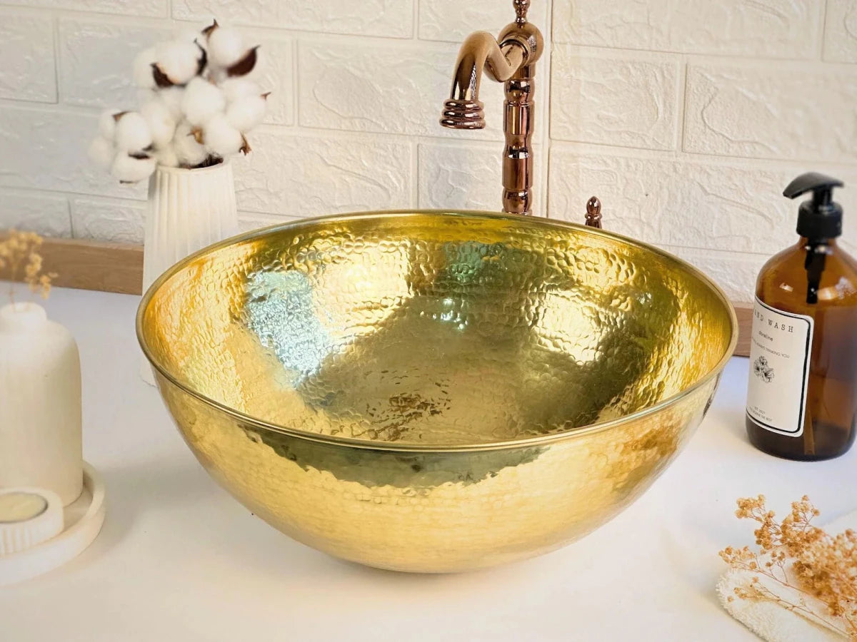 Hammered Brass Round Sink - The House Of Brass