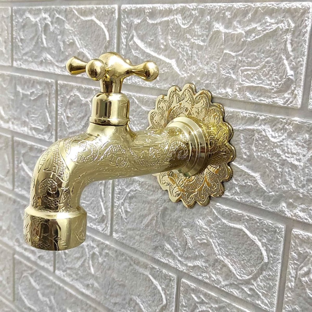 Handcrafted Brass Single Hole Faucet – Wall Mounted Design - The House Of Brass