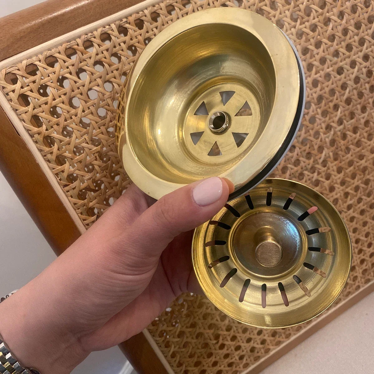 3 1/2 inch unlacquered brass kitchen sink drain with basket strainer