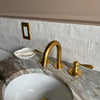 Unlacquered Brass Widespread Bathroom Faucet – 3-Hole, Dual Handles