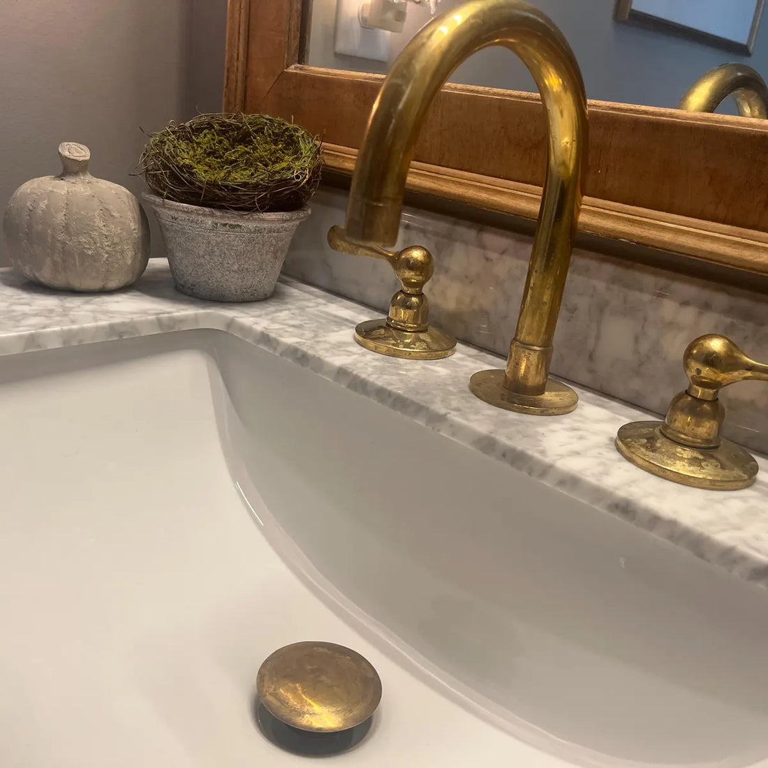 Unlacquered Brass Widespread Bathroom Faucet – 3-Hole, Dual Handles