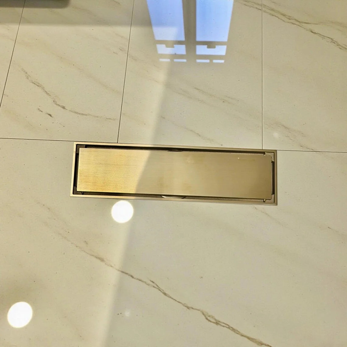 Unlacquered Brass Linear Shower Drain – Tile Insert Bathroom Floor Drain