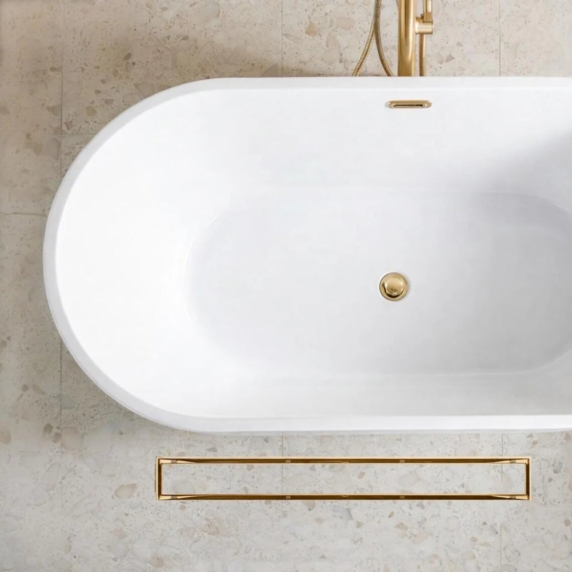 Unlacquered Brass Linear Shower Drain – Tile Insert Bathroom Floor Drain