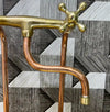 Unlacquered Brass & Solid Copper Antique Kitchen Faucet – Bridge Faucet with Long Legs & Cross Handles
