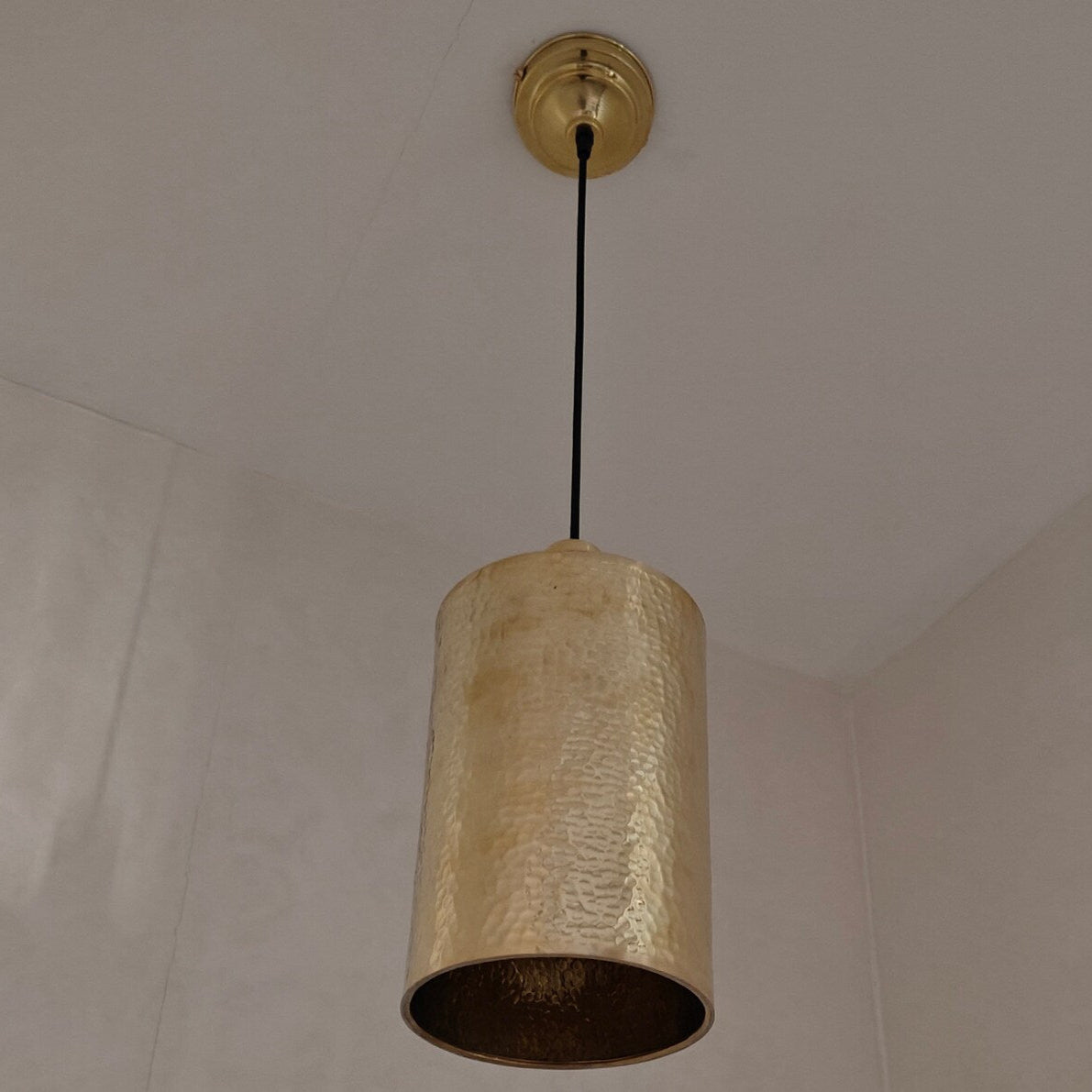 Unlacquered Brass Cylindric Pendant Light - Timeless Ceiling Fixture