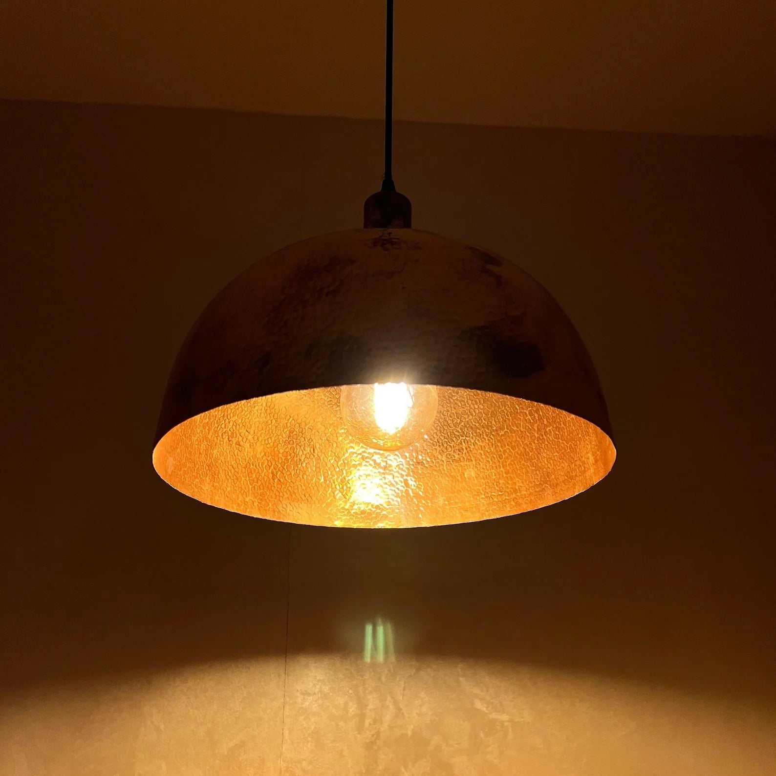 Hammered Solid Copper Pendant Light - Customizable Dome Light Fixture - The House Of Brass