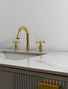 Unlacquered Brass Vanity Faucet – 3 Hole Deck Mount, 5.5" Spout | Solid Brass
